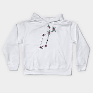 Lyra (Lyre) Constellation Roses and Hearts Doodle Kids Hoodie